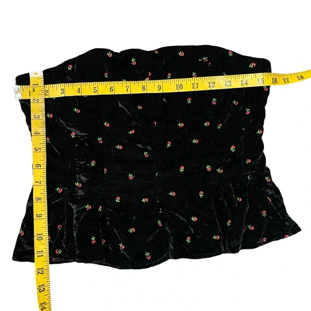 Free People Velvet‎ Rosie Embroidered Peplum Waist Strapless Top Size M
